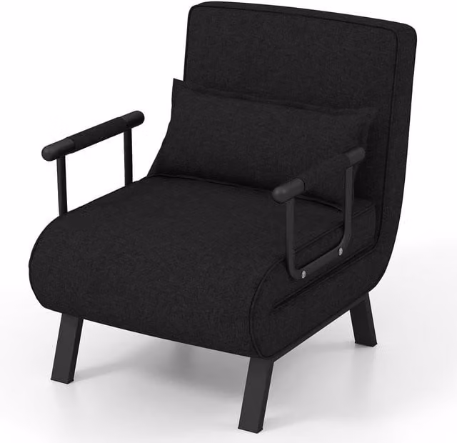 Costway Convertible Single Folding Sofa Bed and Relax Recliner Chair with 6 Adjustable Positions in Dark Grey