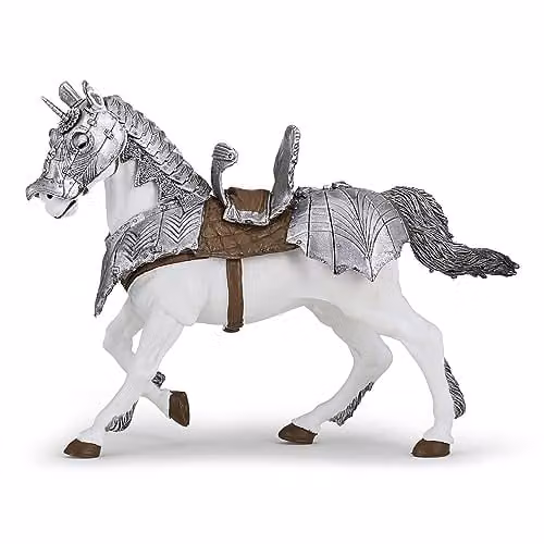 Papo Realistic Armoured Horse Figure in Multicolour and White from the Fantasy & Medieval Collection