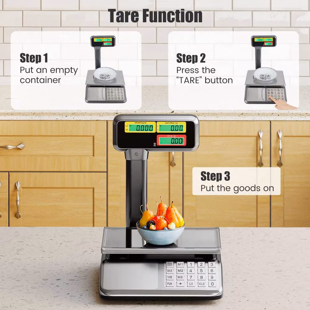 Costway 40kg Price Computing Scale with Pole and Dual LCD Display in Silver – 5