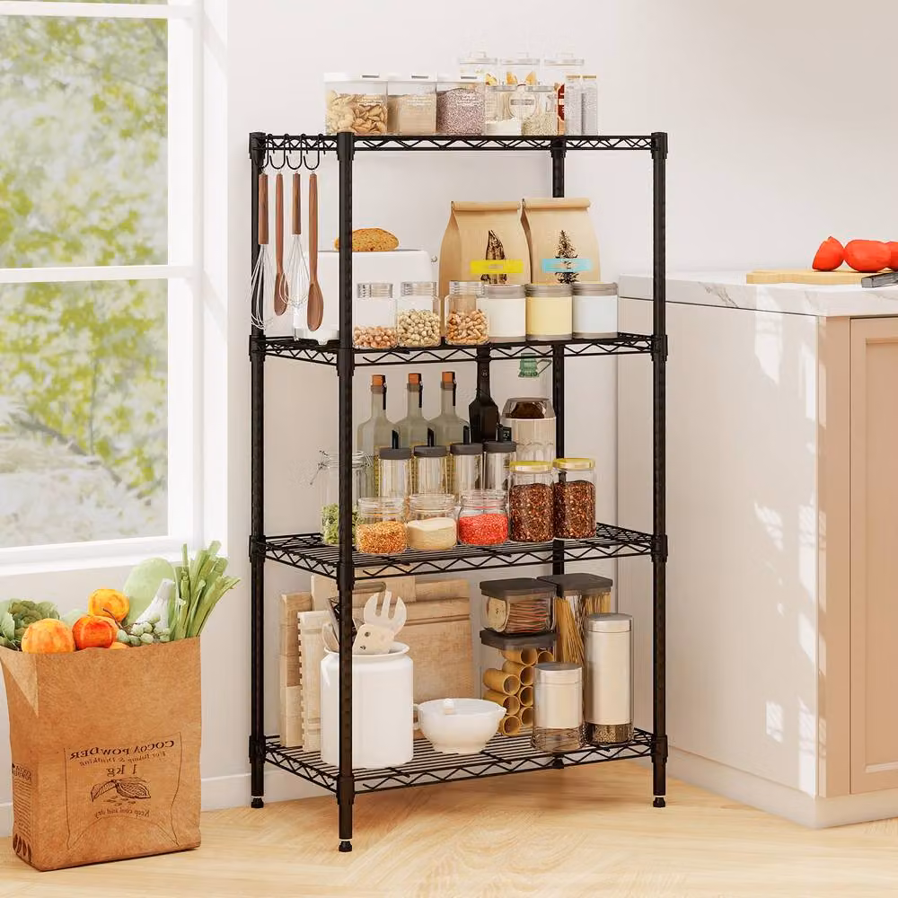Costway 4-Tier Adjustable Metal Wire Shelving Unit in Black – 3
