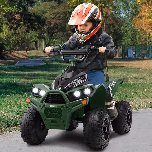 Costway Kids Electric Ride On ATV with Light and Sound Effects, Green