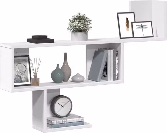 Berkfield Home White Wall Mounted Shelf in MDF, W: 100 cm, D: 15 cm, H: 70 cm