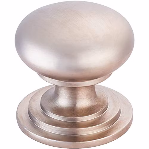 Loops Victorian Round Cupboard Door Knob, Brushed Silver, 38mm Diameter