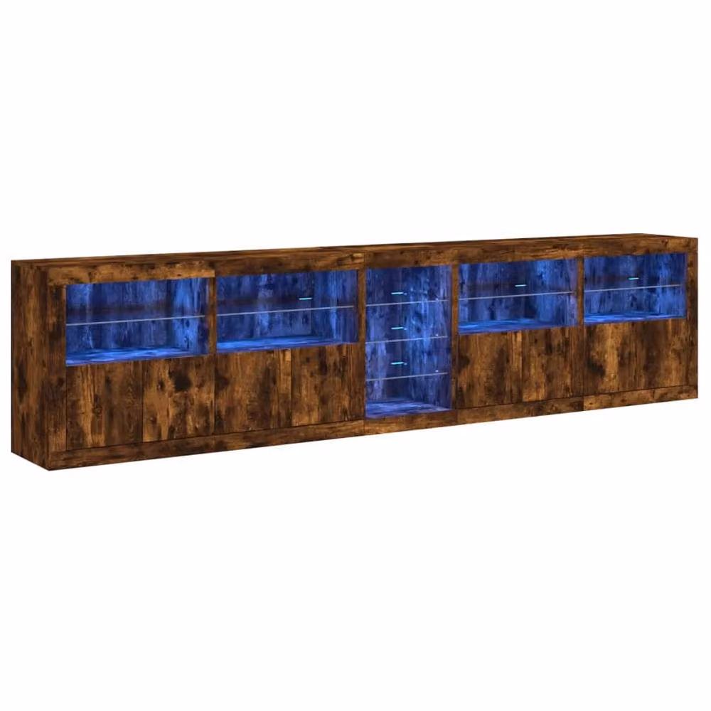 Berkfield Home Modern Sideboard with Integrated LED Lights in Smoked Oak Brown, W: 283 cm, D: 37 cm, H: 67 cm – 2