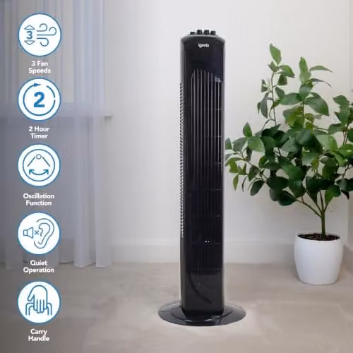 Igenix DF0030BL Oscillating Tower Fan with Timer and Overheat Protection, Black – 4