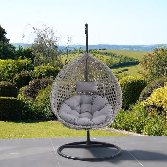 Artemis Home Abingdon Hanging Single Egg Pod Swing Chair in Light Grey