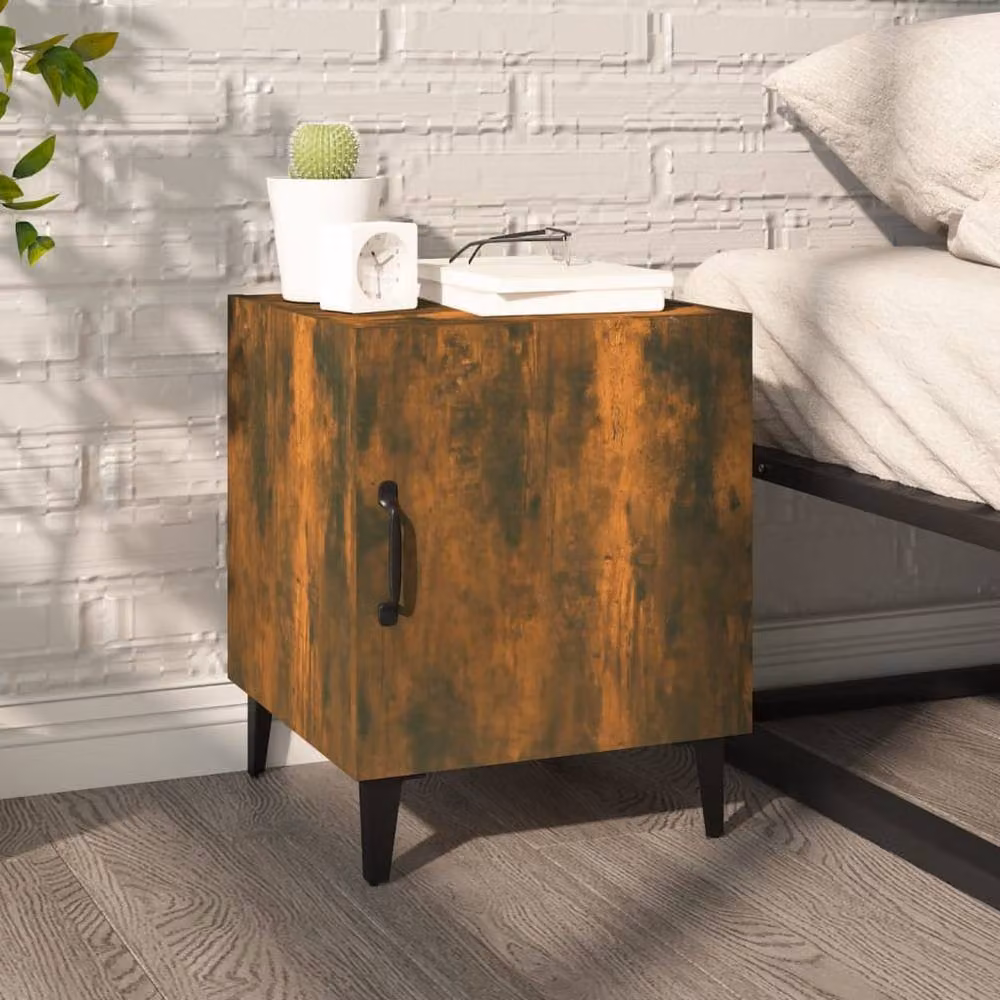 Berkfield Home Set of 2 Smoked Oak Bedside Cabinets in Brown – 5