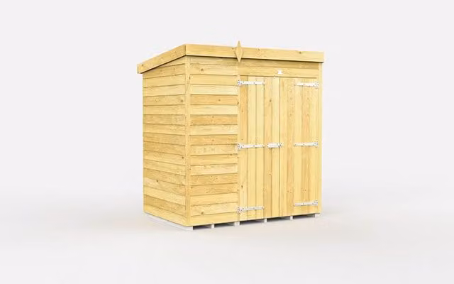 Buttercup Farm Brown Pent Shed with Double Doors and No Windows, L214 x W118 x H201 cm
