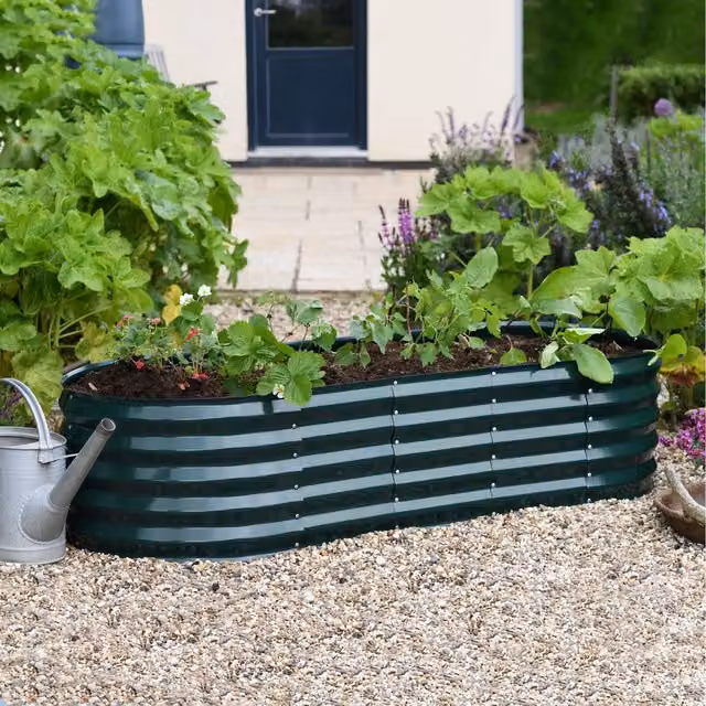 Garden Gear Metal Raised Modular Planter in Hunter Green