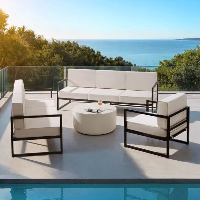 tectake Comosa Garden Furniture Set with XXL Padding, 2 Sofas and 1 Armchair, Brown and Beige Rattan with Metal Frame