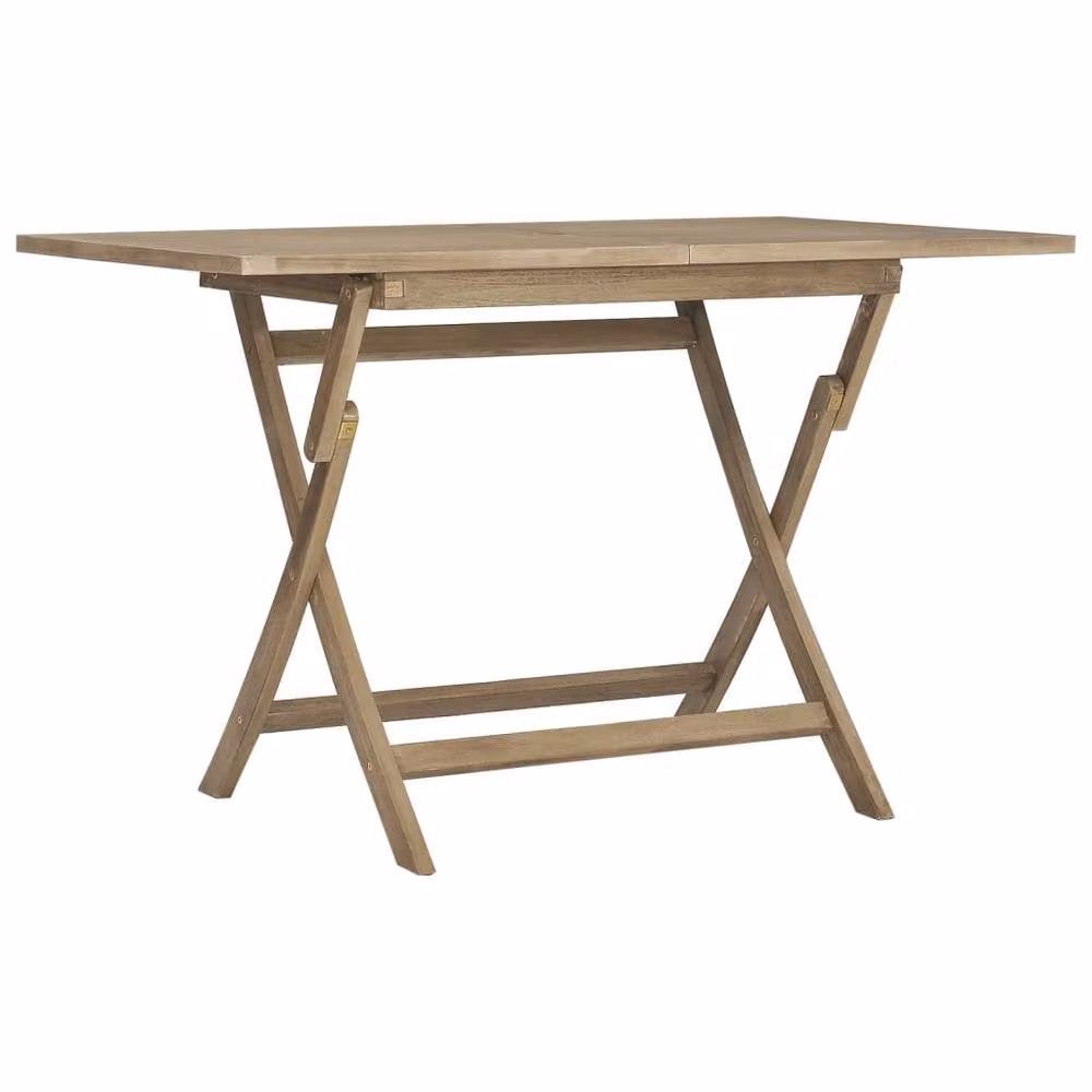 Berkfield Home Folding Garden Table in Brown Teak Wood, Grey, W/D/H: 120 x 70 x 75 cm – 2