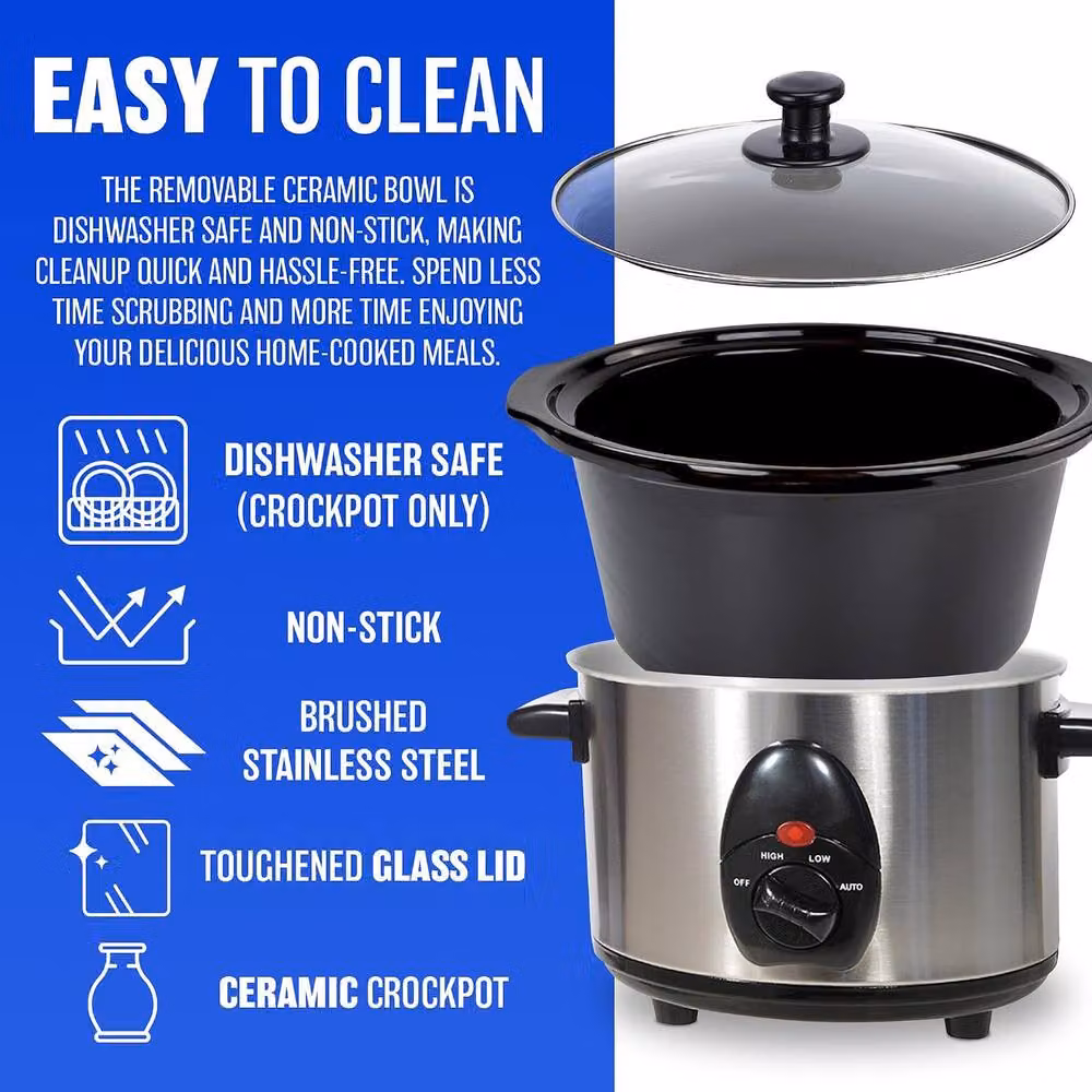 Elpine 1.5l Slow Cooker with 3 Heat Settings and Keep Warm Function in Silver and Black – 5