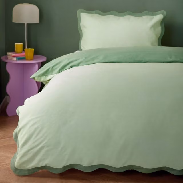 Riva Home Wiggle Scallop Duvet Cover Set Green, W/H: 180 x 200 cm