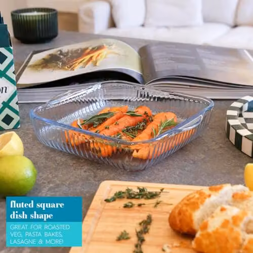 Argon Tableware Optical Square Glass Lasagne Dish, Transparent, W: 24 cm, D: 21 cm, H: 5.5 cm – 3