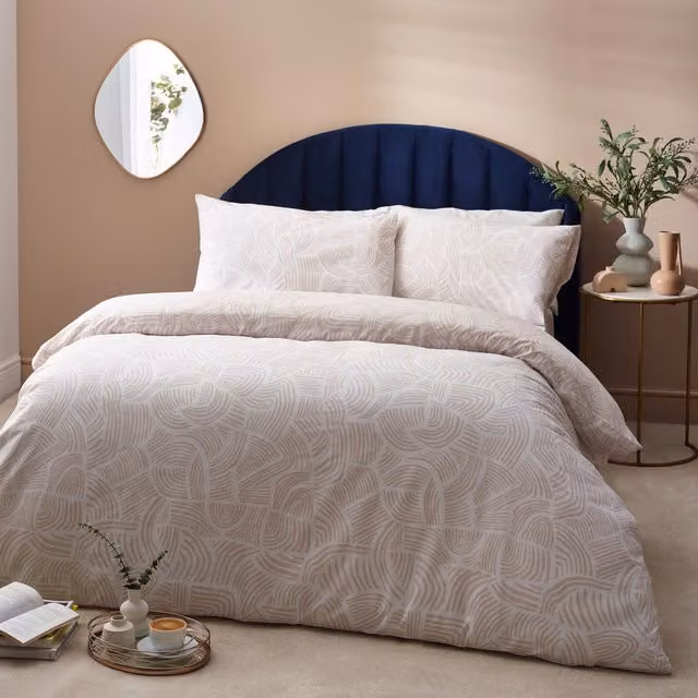 Abstract Minimalist Reversible Duvet Cover Set in Shell, Red and Beige, W/H: 140 x 200 cm