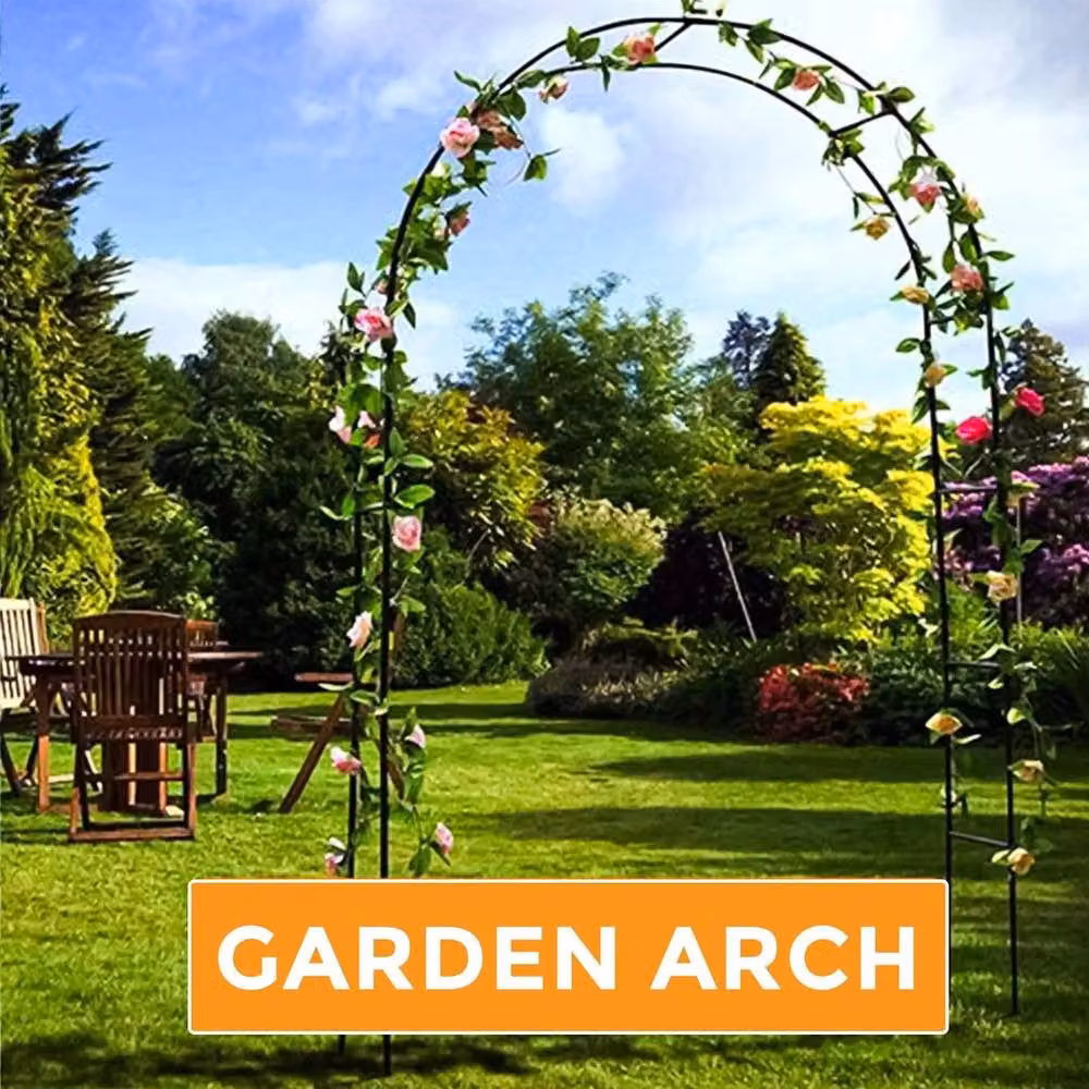 SPETLEK Black Metal Garden Arch Trellis Support, H 240 cm x W 140 cm – 2
