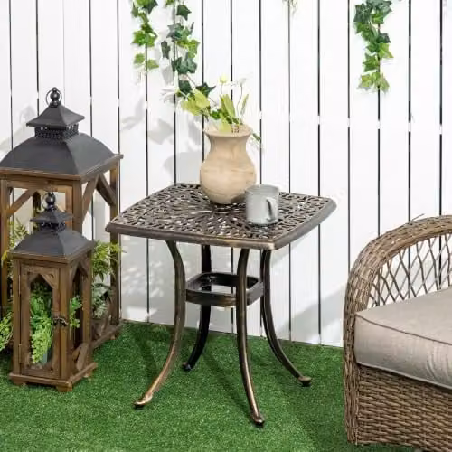 Outsunny Bronze Cast Aluminium Outdoor Garden Table, W/D: 54 x 54 cm – 2