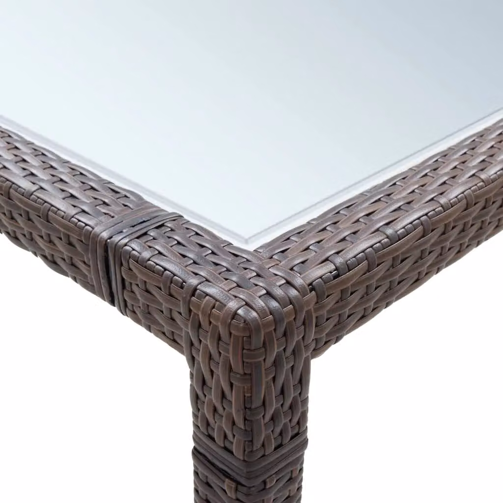 Berkfield Home Brown Poly Rattan Extendable Garden Dining Table with Glass Top W/D/H: 200 x 200 x 74 cm – 2