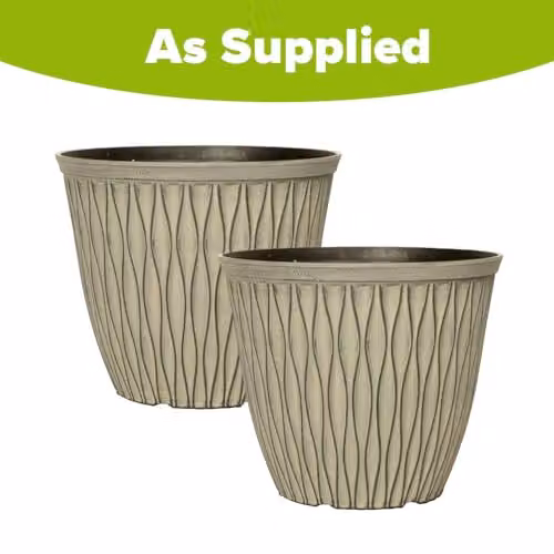 YouGarden Pair of Laval Planters in Grey, 20cm Diameter Plastic Pots – 2