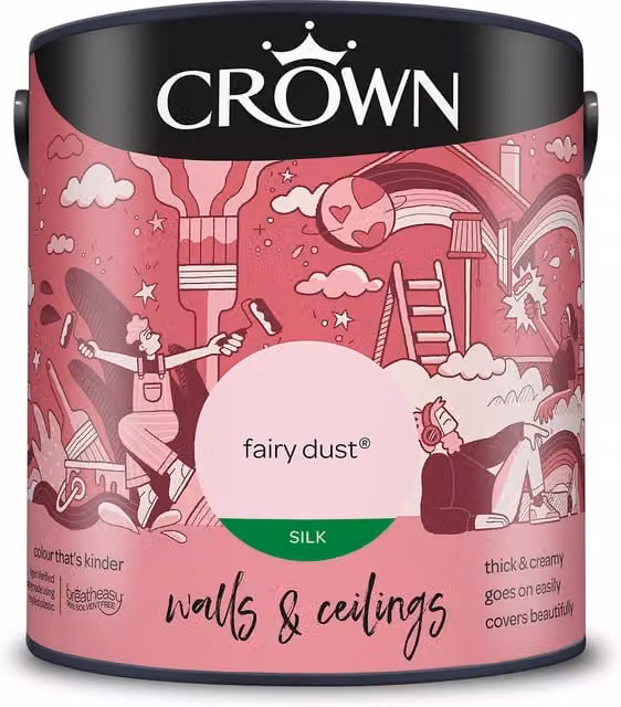 Crown Walls and Ceilings Silk Emulsion Pink 2.5l