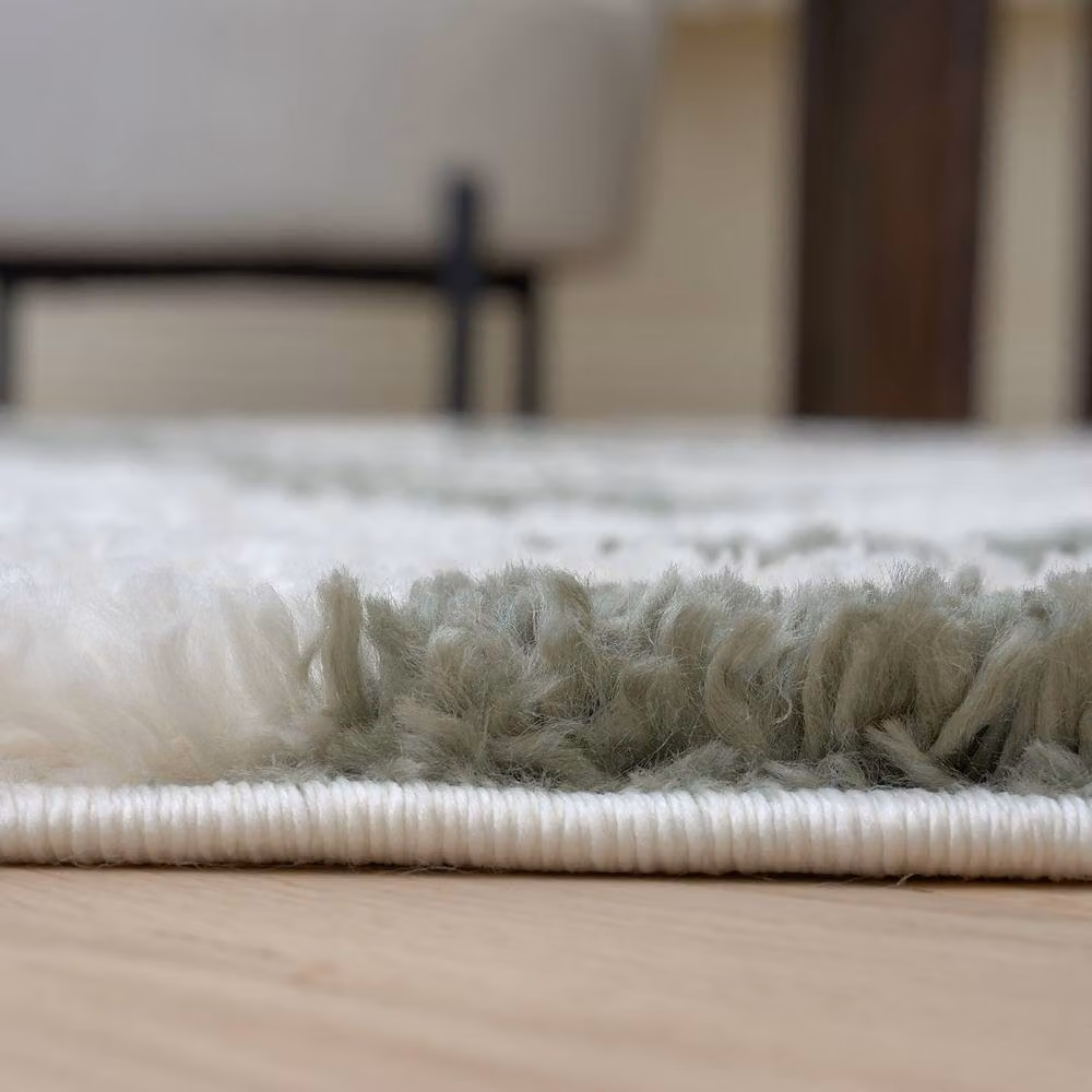 THE RUGS Moodi Pebble Design Shaggy Soft High Pile Living Room Rug in Green, W: 120 cm, L: 170 cm – 5
