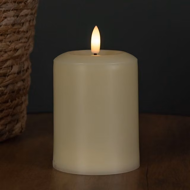 Samuel Alexander Cream Flickering Flameless LED Pillar Candle, Height: 13 cm
