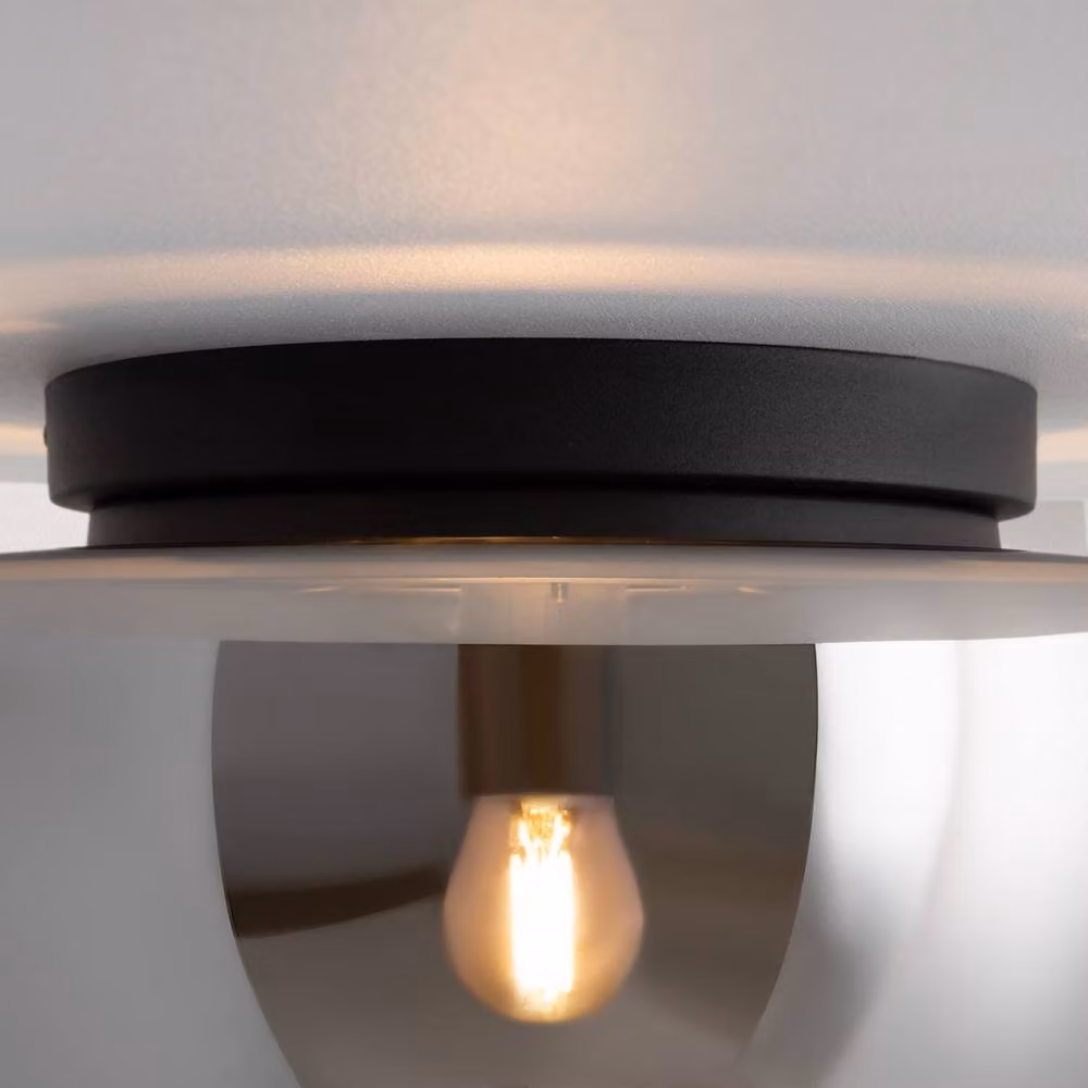 Netlighting Glassy Modern Globe Ceiling Light in Black with Smoky Glass Shade and E27 Socket – 3