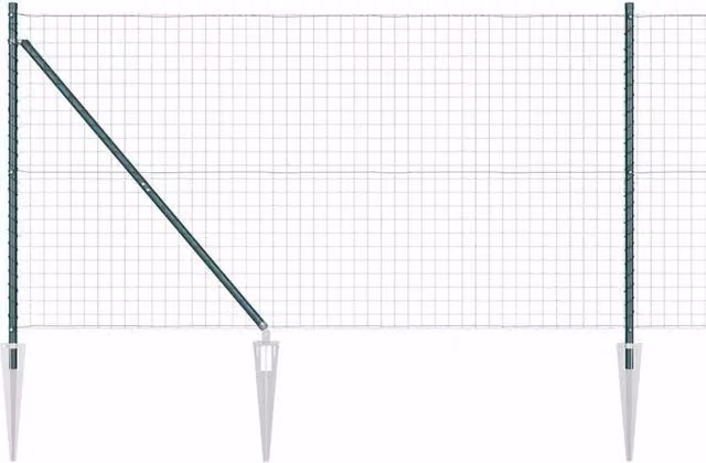 Berkfield Home Euro Fence with 7 Spike Posts, Green Galvanised Steel, W: 10 m, H: 1.2 m