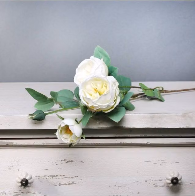 KDMD Tintagel Vintage English Rose Spray in White, 2 Pack