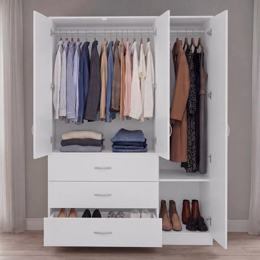 Vida Designs Riano White 3 Door 3 Drawer Mirrored Wardrobe – 3