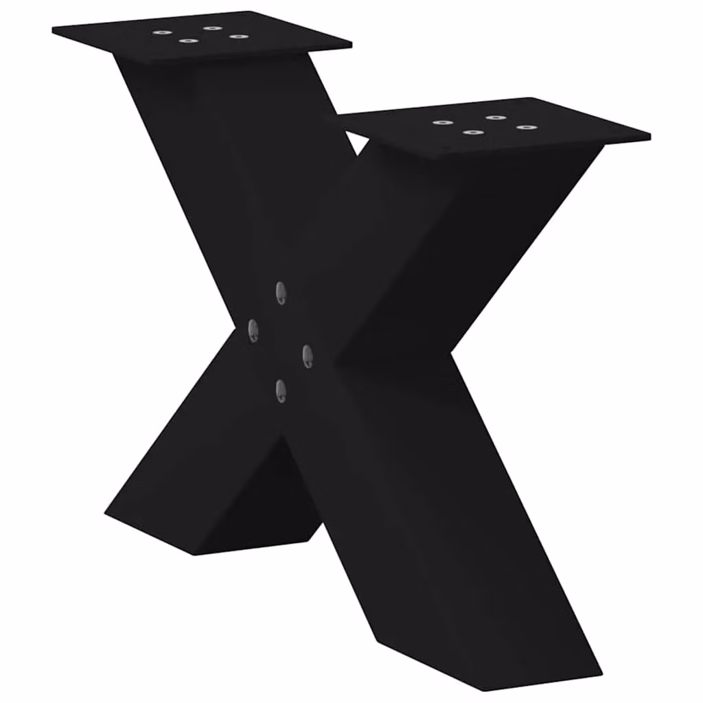 Berkfield Home X-Shaped Coffee Table Legs, 2 Piece Set, Black Steel, H: 60 cm, W: 31 cm – 3