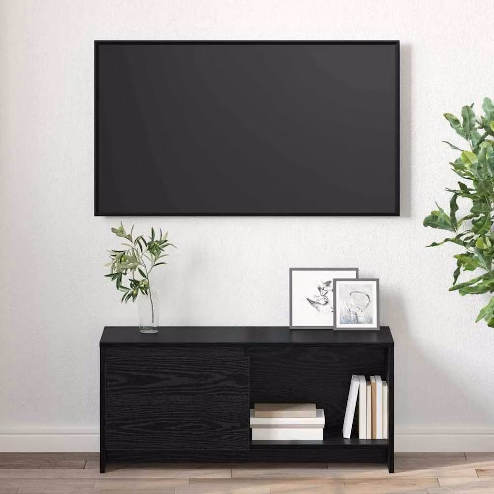Berkfield Home Modern Black Oak TV Stand in Engineered Wood W/D/H: 90 x 40 x 35 cm – 4