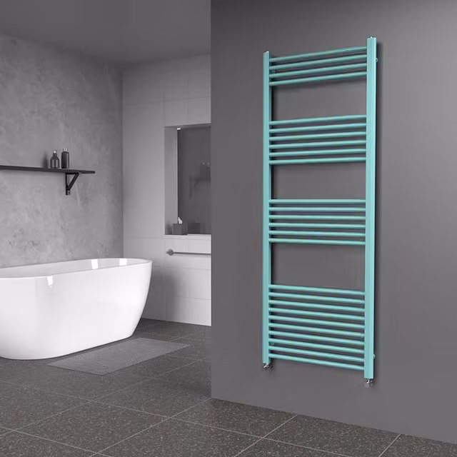 Lux Heat Coloured Steel Towel Radiator in Light Aqua Green, H 160 cm x W 60 cm