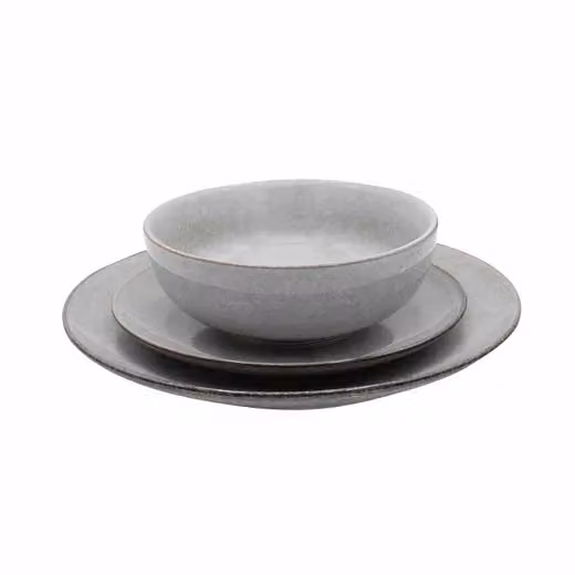 Cooks Professional 12 Piece Nordic Reactive Glaze Stoneware Dinnerware Set in Grey, Including 4 Dinner Plates, 4 Side Plates and 4 Cereal Bowls – 5