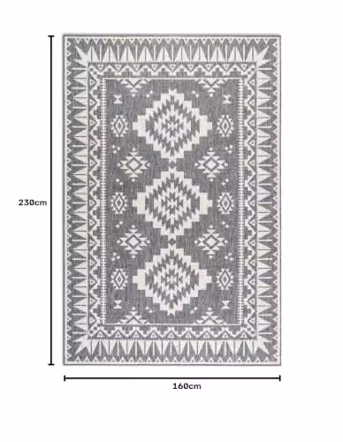 THE RUGS Oriental Reversible Indoor and Outdoor Polypropylene Rug in Grey and Silver, W: 160 cm, L: 230 cm – 2