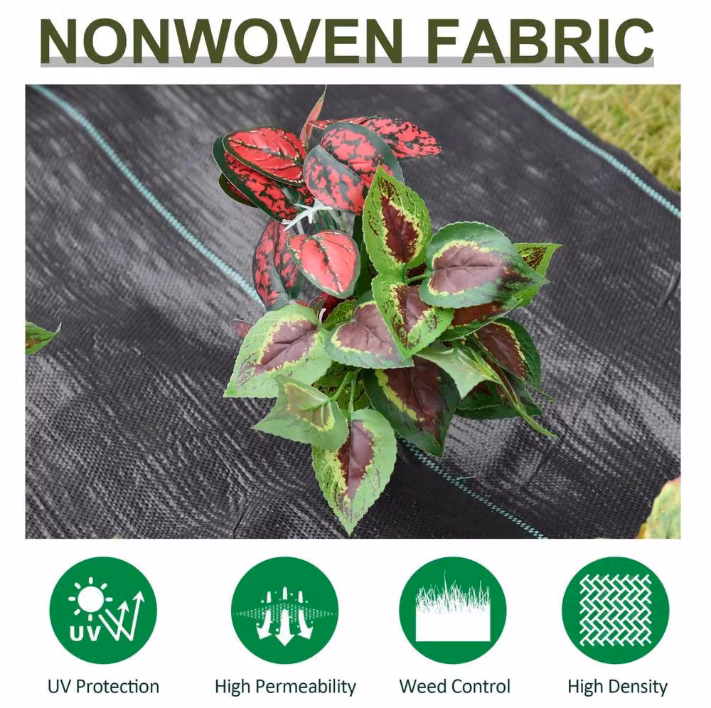 STILVORA Black Weed Control Membrane for Ornamental Gardens and Ground Cover, 1 x 50 m – 5