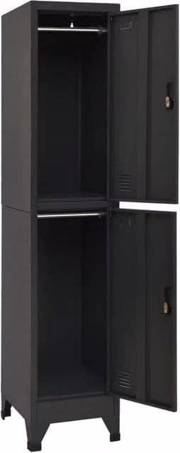 Berkfield Home Anthracite and Black Steel Locker Cabinet with Hinged Doors and Hanging Rod, W/D/H: 38 x 45 x 180 cm – 1