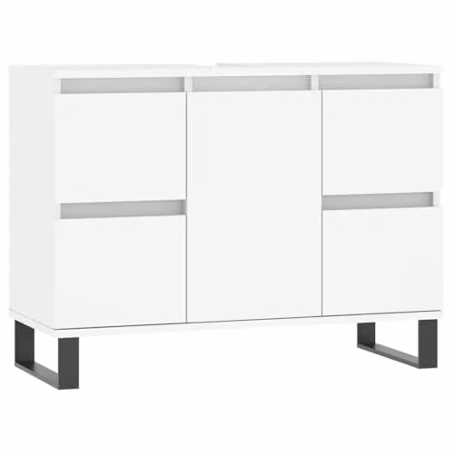 vidaXL White Freestanding Bathroom Cabinet with Hinged Doors and Internal Shelves, W: 80 cm, D: 33 cm, H: 60 cm – 1