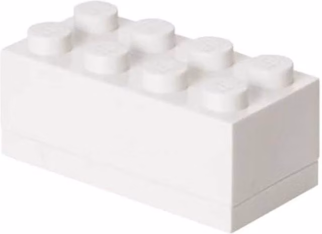 Lego Mini Box 8 Stackable Plastic Storage Brick in White with Snap Lid