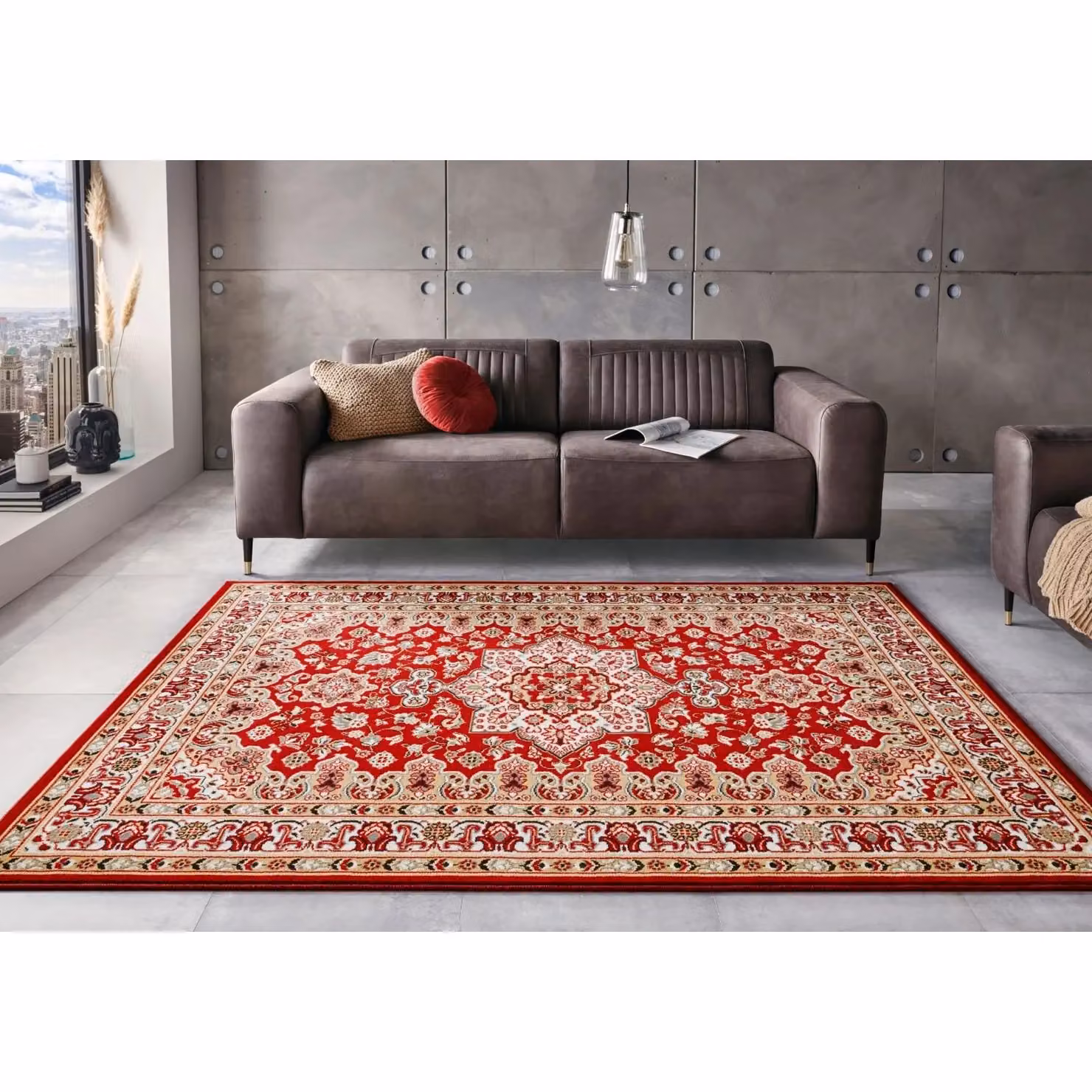 THE RUGS Design Oriental Parun Tabriz Red Vintage Polypropylene Carpet, W: 80 cm, L: 250 cm – 3