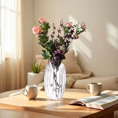 Simpa Vintage Clear Glass Round Tabletop Vase, H 27.5 cm x Dia 15 cm – 4