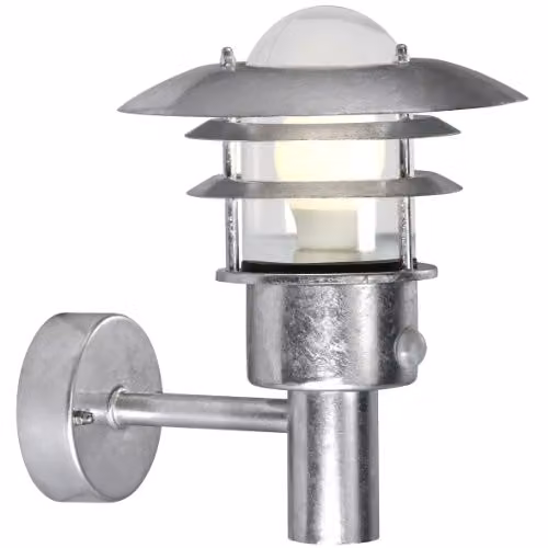 Nordlux Lønstrup Outdoor Wall Light in Silver Galvanised Steel with Motion and Dusk Sensors, E27, IP44 – 1