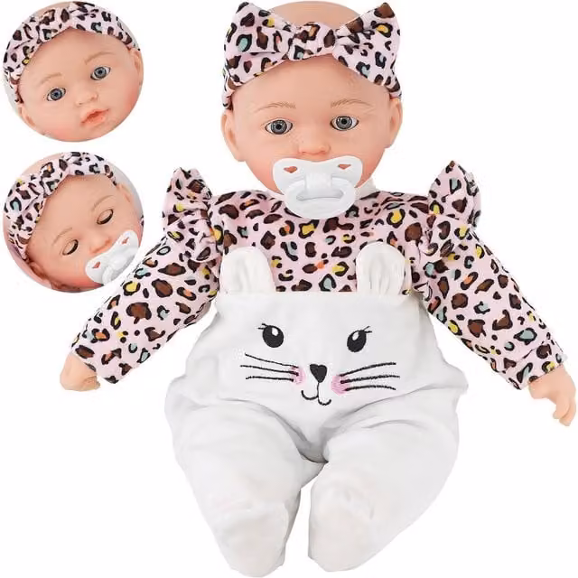 BiBi Kitten Baby Doll with Sounds and Moving Eyes in Pink