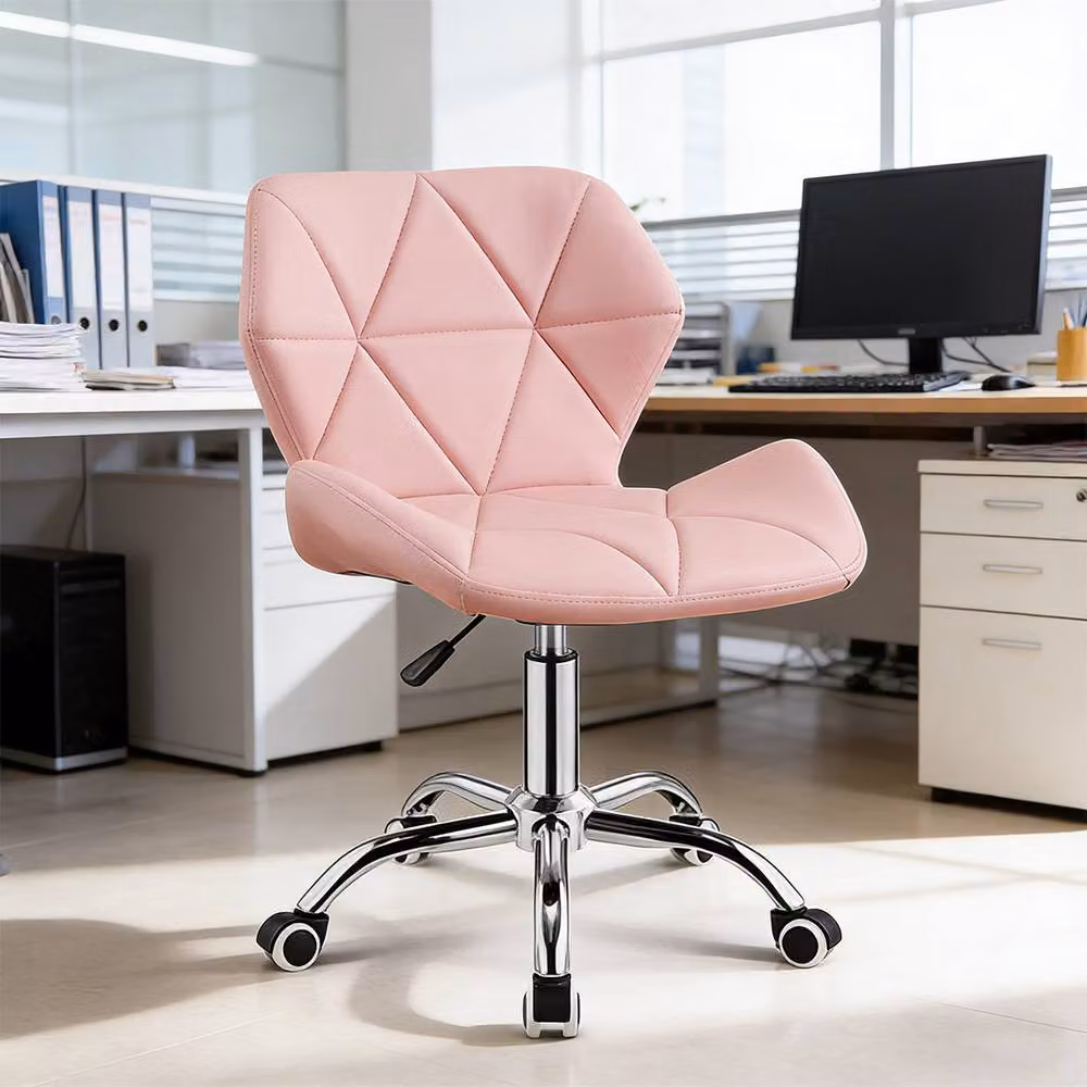 Ventryn Pink Synthetic Leather Swivel Task Chair with Castors – 3