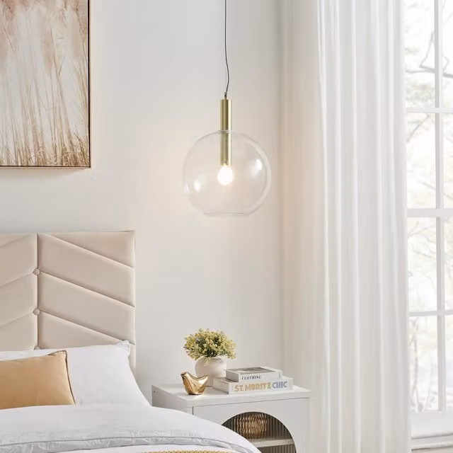 FurnitureboxUK Emily Brass and Smoked Glass Pendant Ceiling Light in Bronze