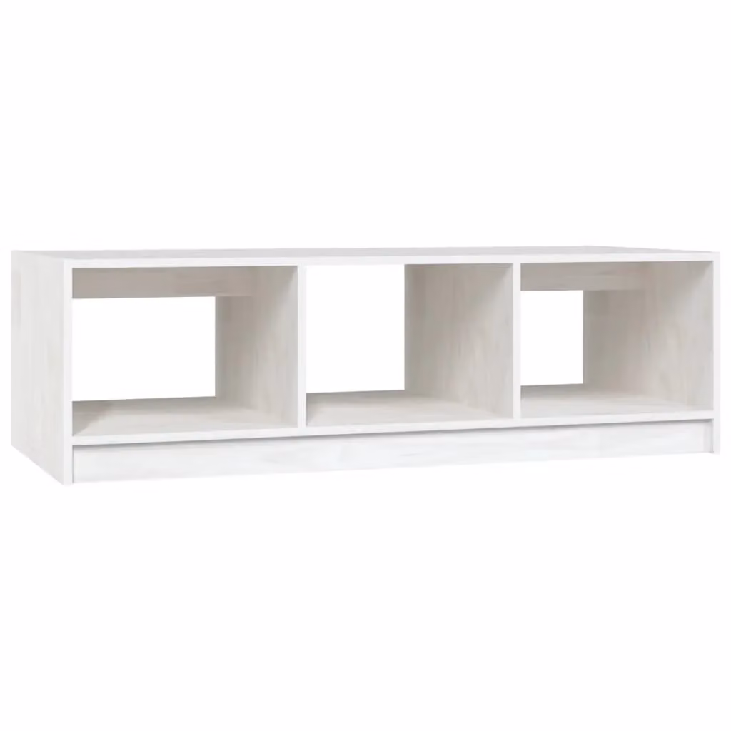 Berkfield Home White Modern Rectangular Coffee Table in Solid Pinewood, W: 110 cm, D: 50 cm, H: 34 cm – 1