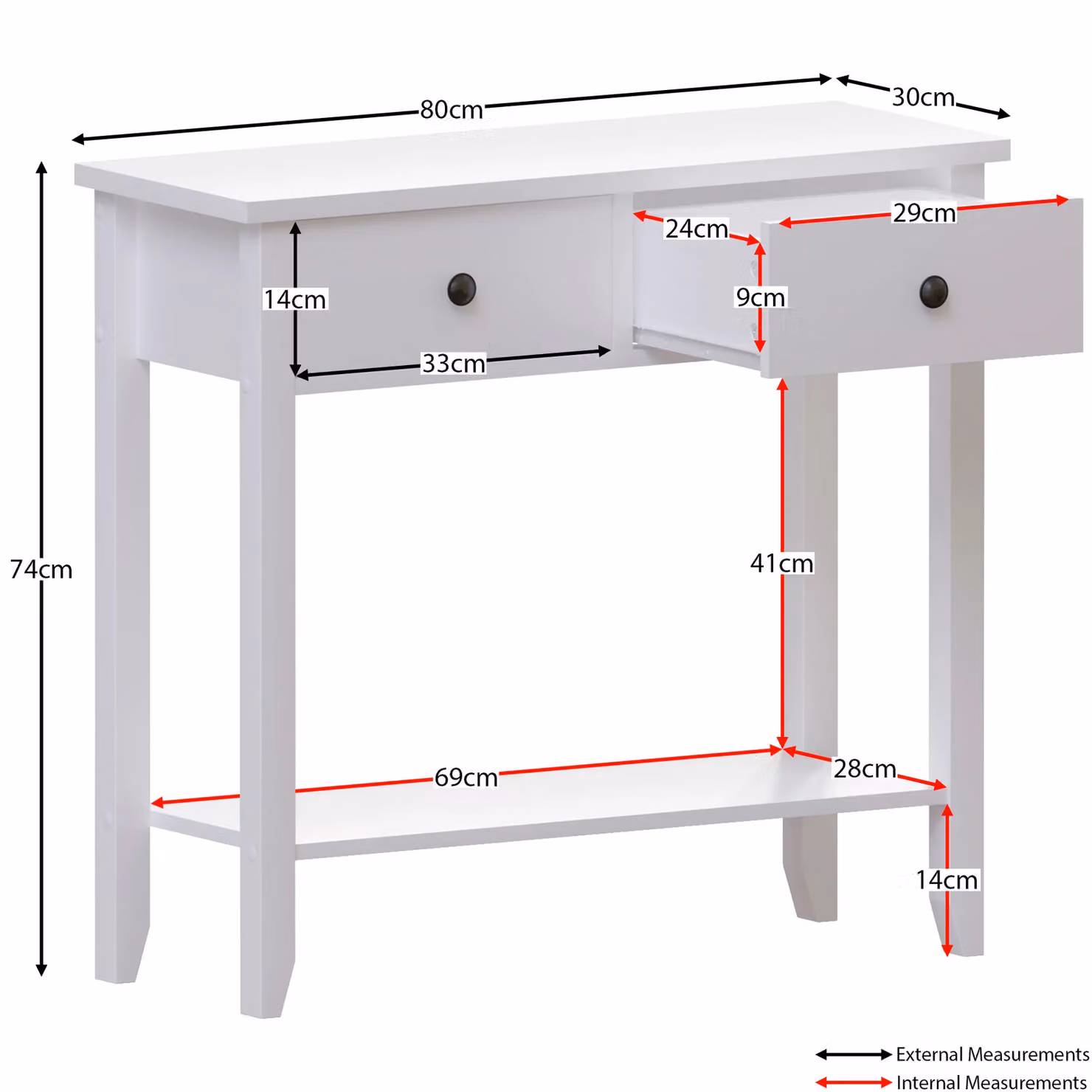 Vida Designs Windsor Wooden Console Table with Drawers in White – 2