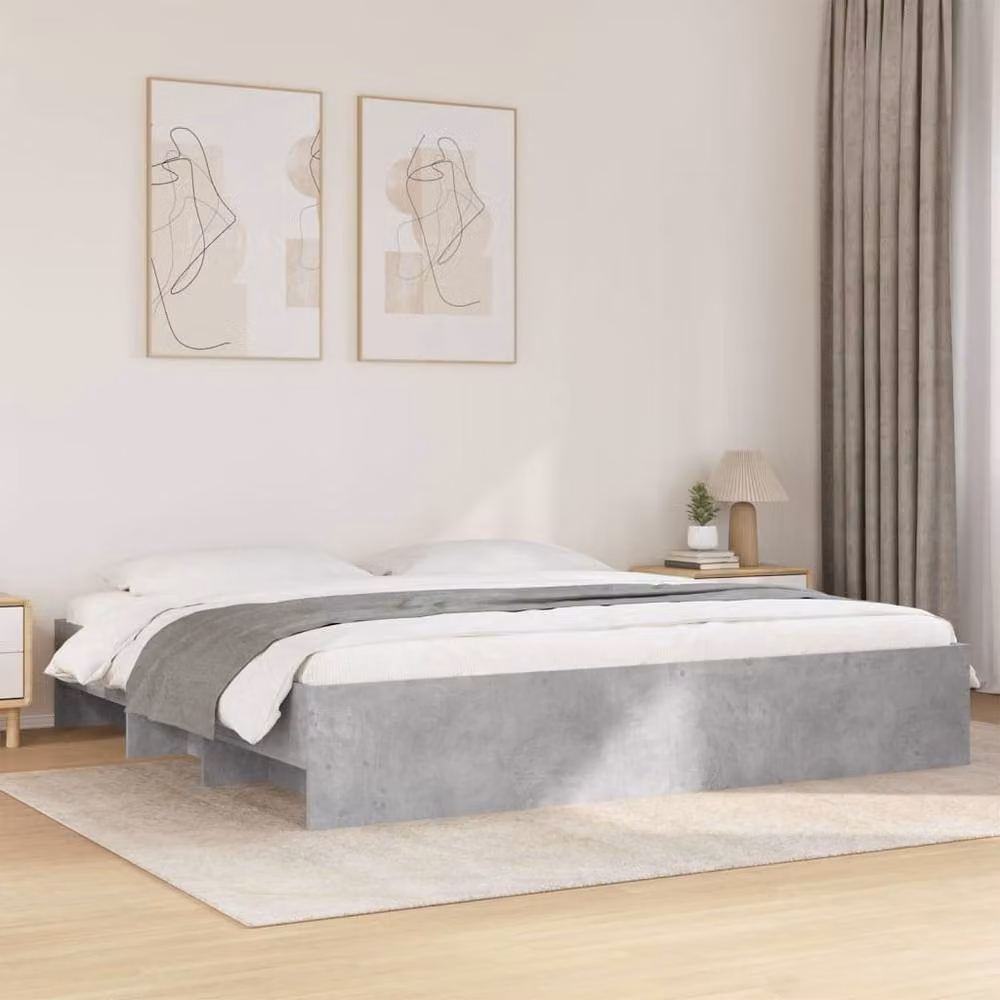 Berkfield Home Super King Bed Frame in Concrete Grey, Engineered Wood, W/D/H: 180 x 200 cm – 2