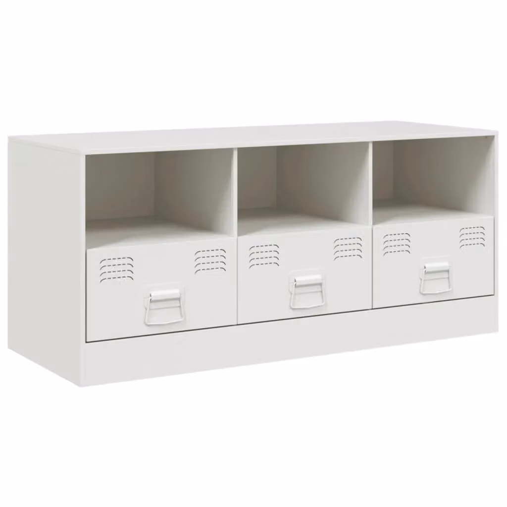 Berkfield Home White Metal TV Cabinet W: 99 cm, D: 39 cm, H: 44 cm – 2