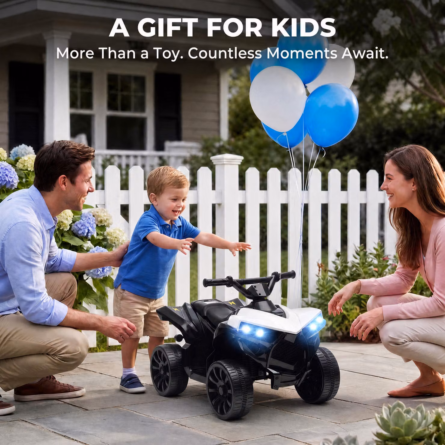 AIYAPLAY 6V Electric Ride on Kids ATV 4 Wheeler with Light and Sound, White – 2